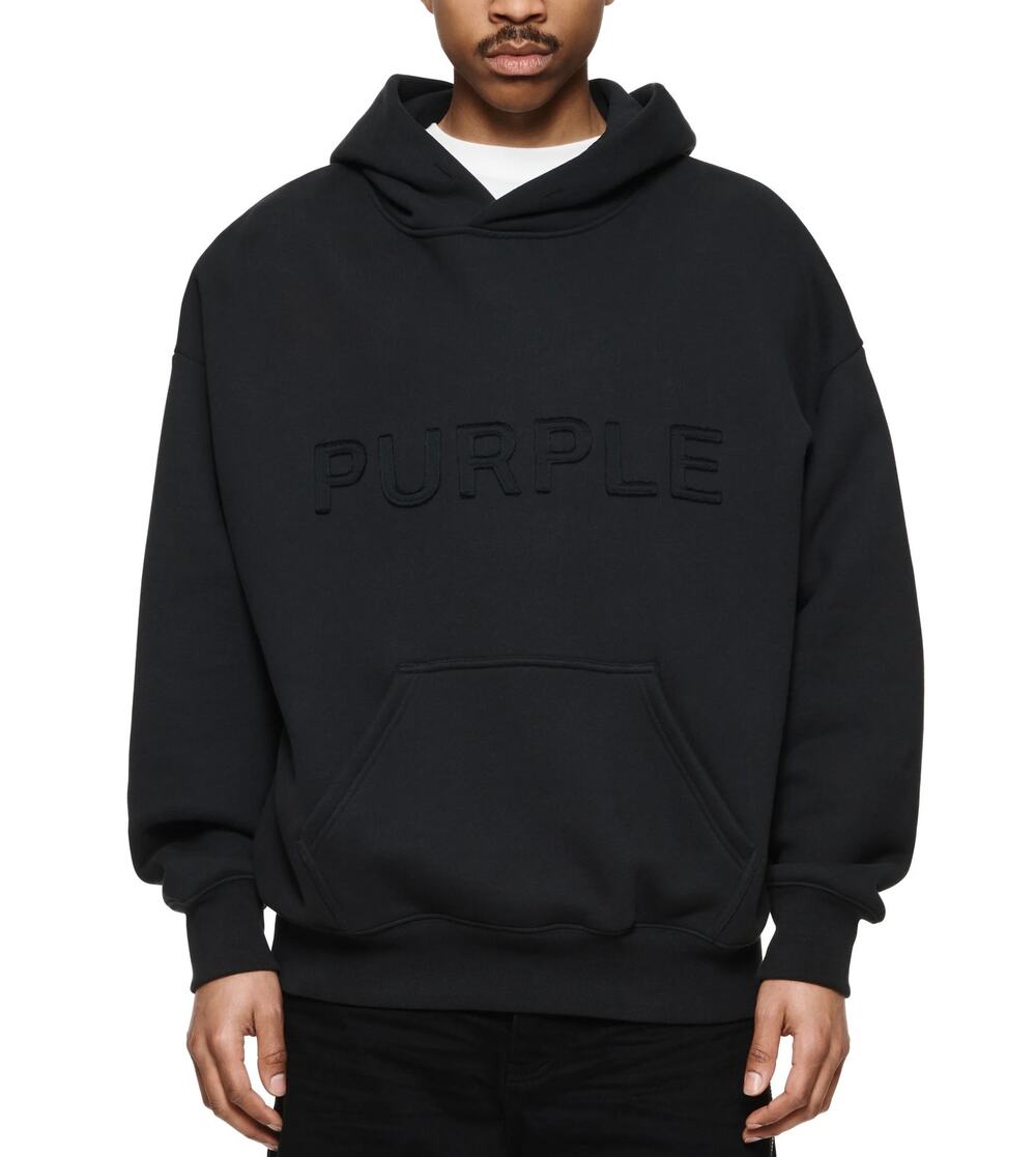 Purple Brand Cutout Wordmark Hoodie HWT Fleece PO‎ Black Heavyweight Fleece NWT
